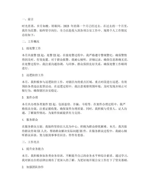 民警个人工作总结每月