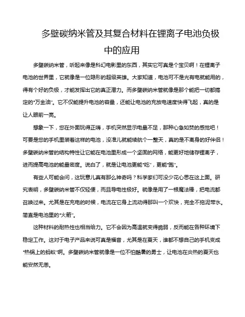 多壁碳纳米管及其复合材料在锂离子电池负极中的应用