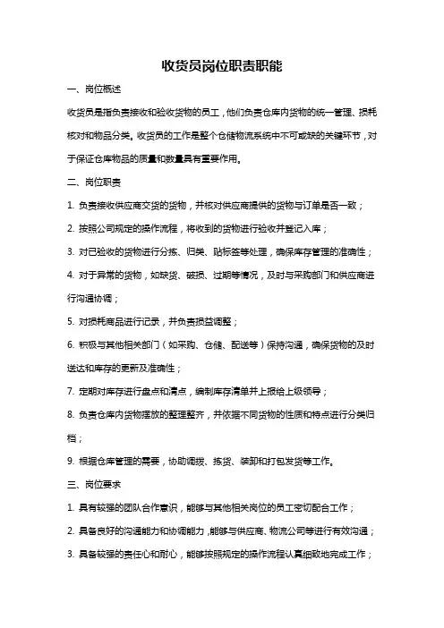 收货员岗位职责职能