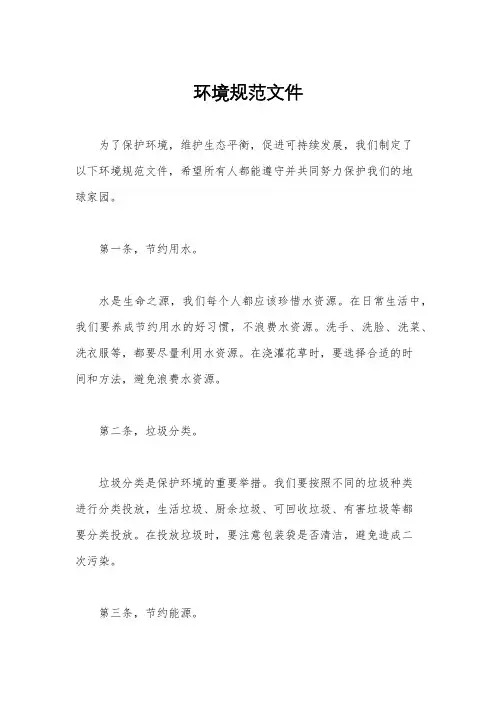 环境规范文件