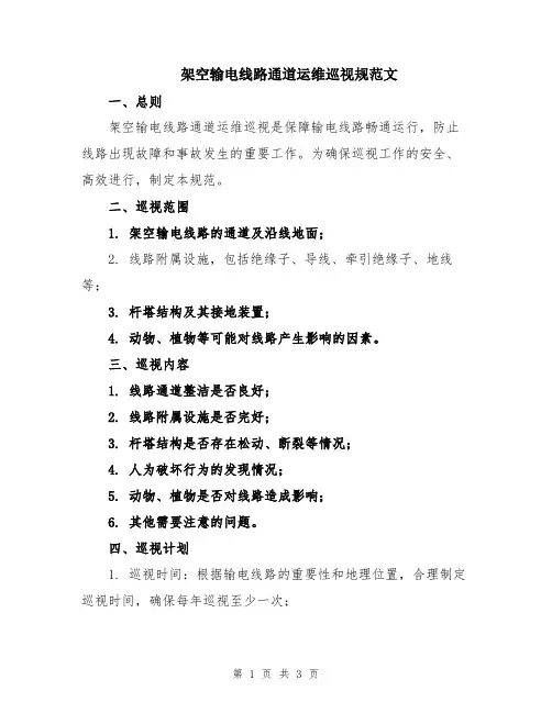 架空输电线路通道运维巡视规范文