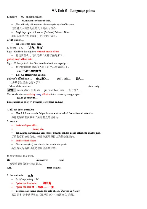 9A unit 5 language points