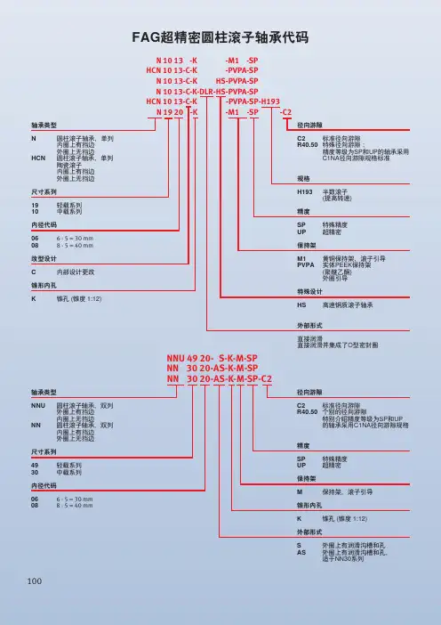 舍弗勒（FAG）精密双列圆柱滚子NN和NNU轴承样本