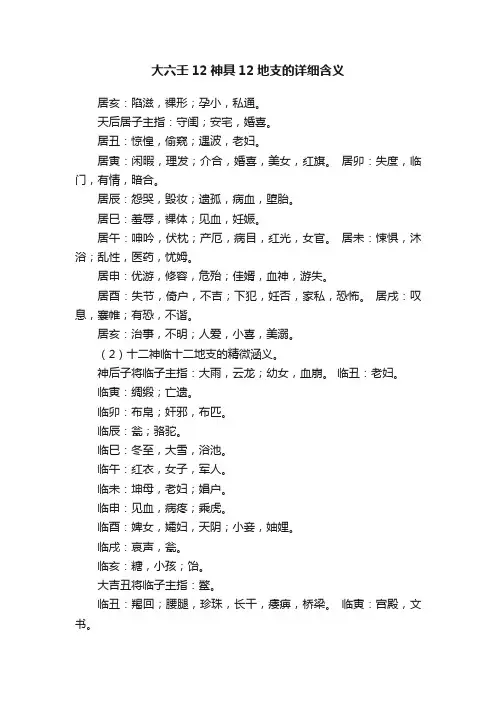 大六壬12神具12地支的详细含义