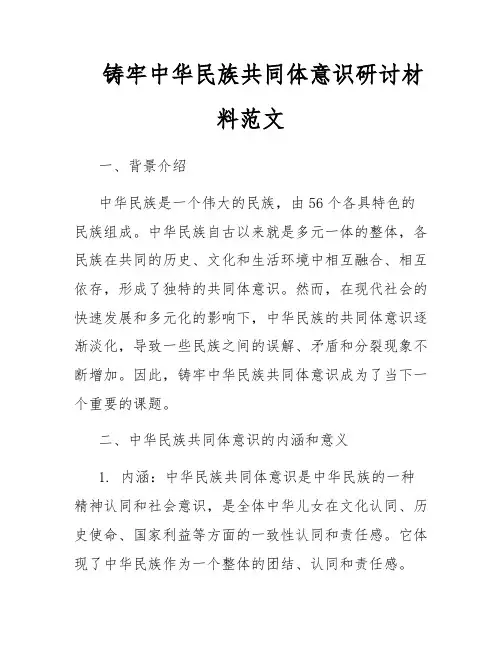 铸牢中华民族共同体意识研讨材料范文