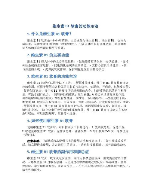维生素b1软膏的功能主治