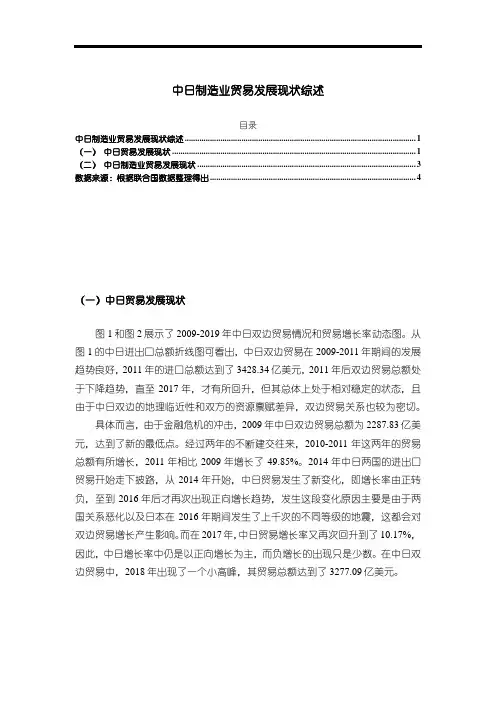 《中日制造业贸易发展现状综述2000字》