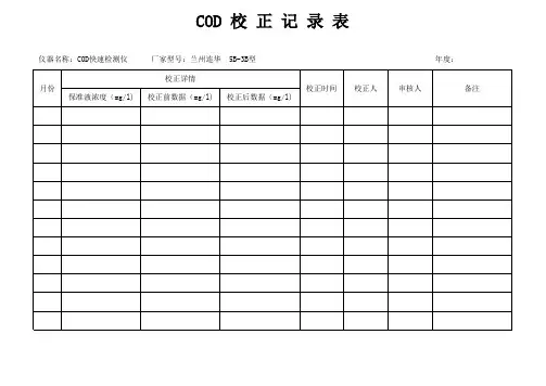 实验室仪器校正记录表