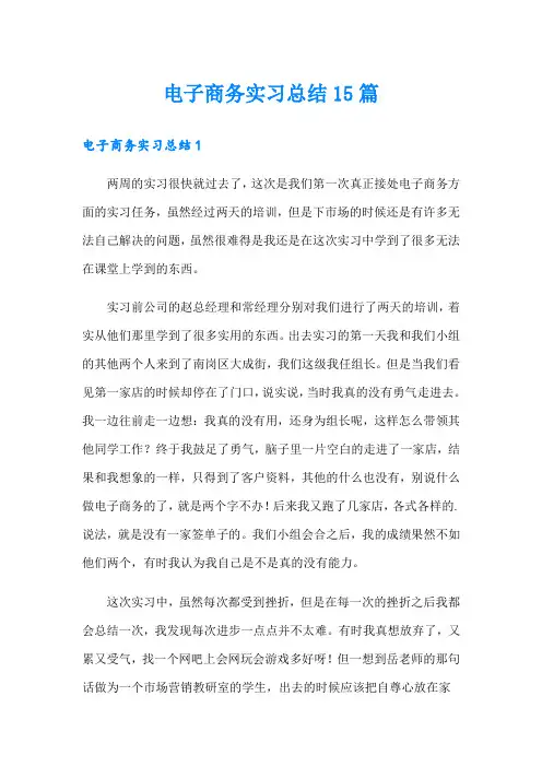 电子商务实习总结15篇