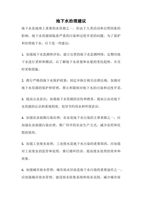 地下水治理建议