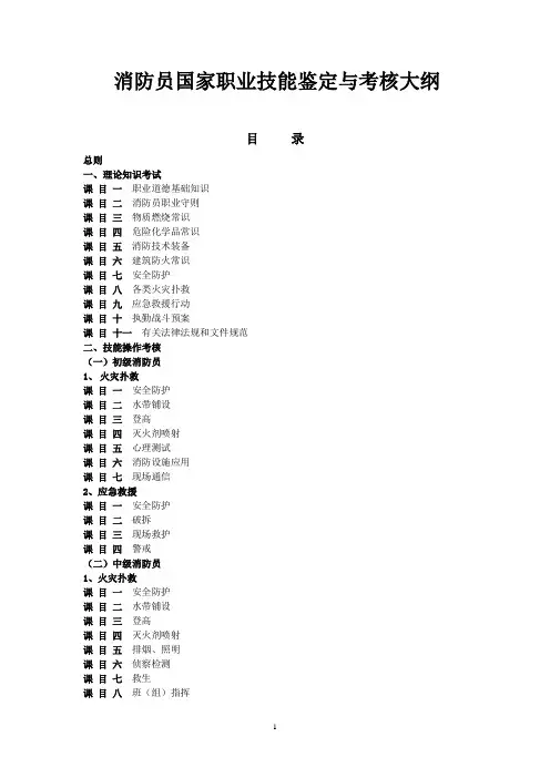 (绩效考核)2020年消防员国家职业技能鉴定与考核大纲