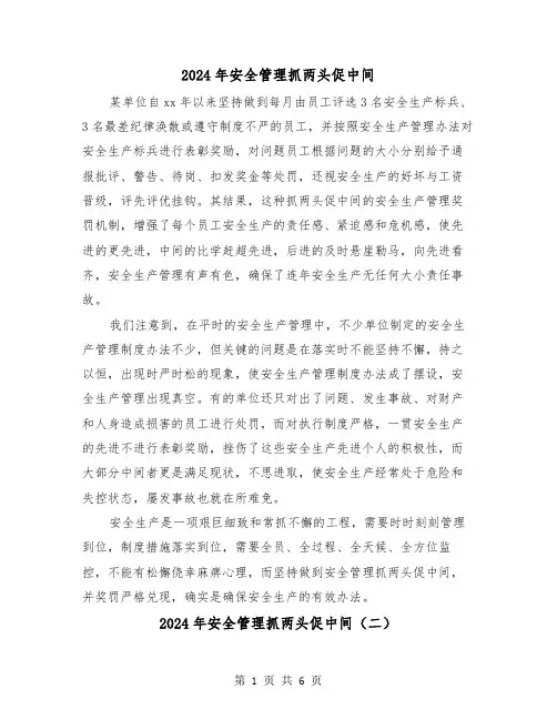 2024年安全管理抓两头促中间(三篇)