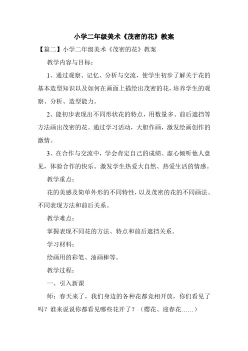 小学二年级美术《茂密的花》教案