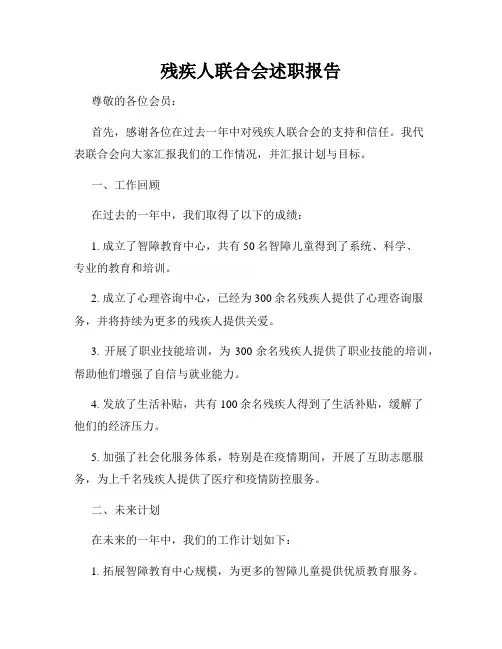残疾人联合会述职报告