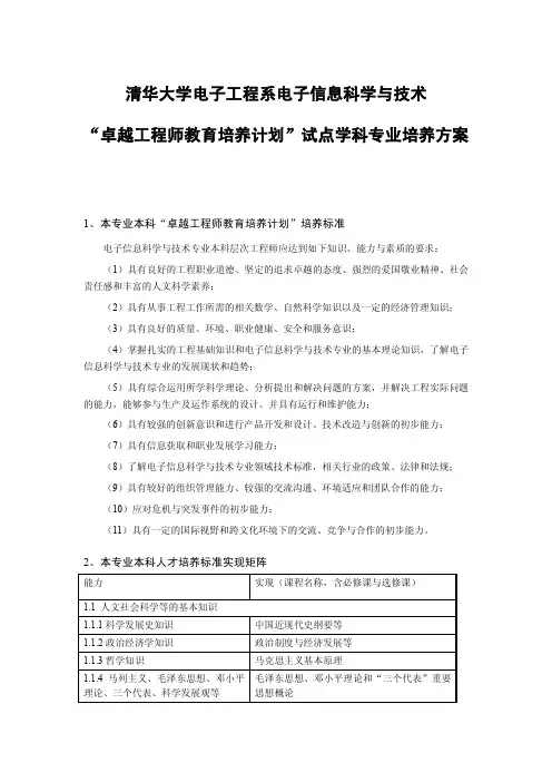 清华大学电子工程系电子信息科学与技术