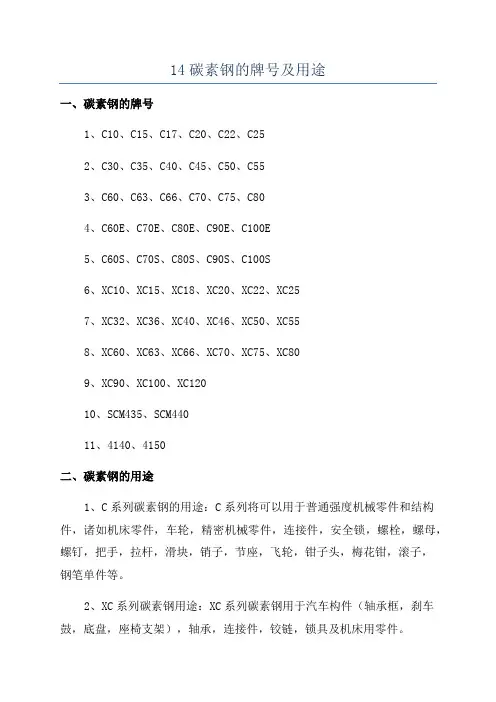 14碳素钢的牌号及用途