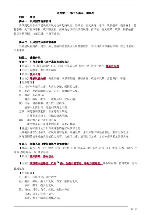 中医内科主治医师—基础知识-治风剂