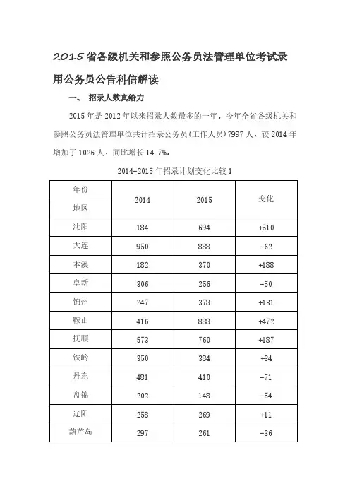 2015省各级机关和参照公务员法管理单位考试任命公务员公告科信解读