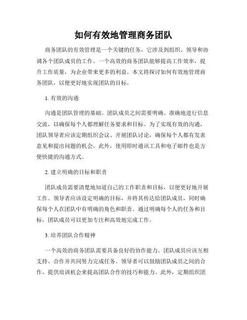 如何有效地管理商务团队