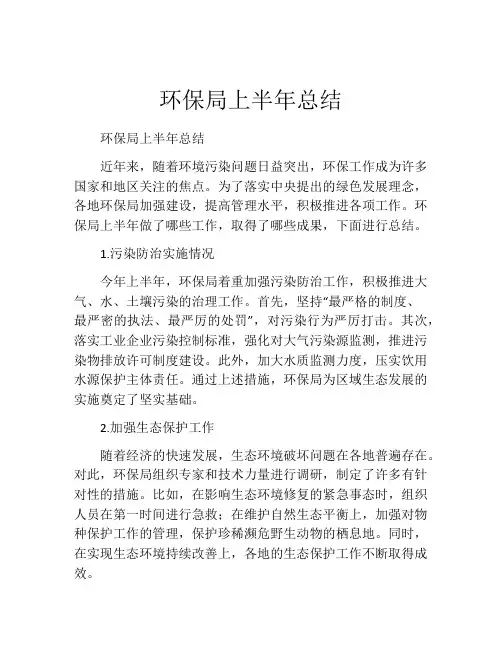 环保局上半年总结