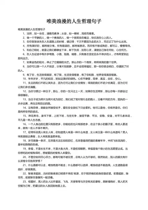 唯美浪漫的人生哲理句子