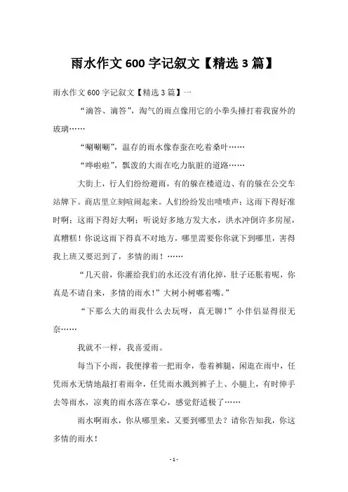 雨水作文600字记叙文【3篇】