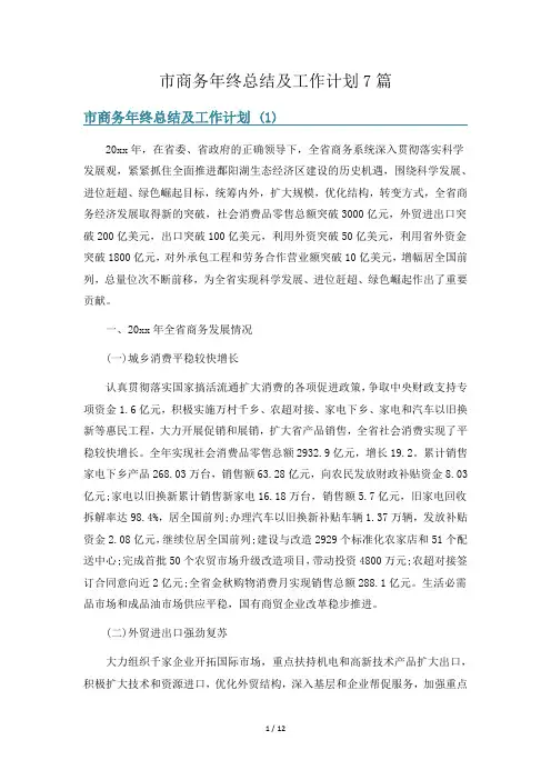 市商务年终总结及工作计划7篇