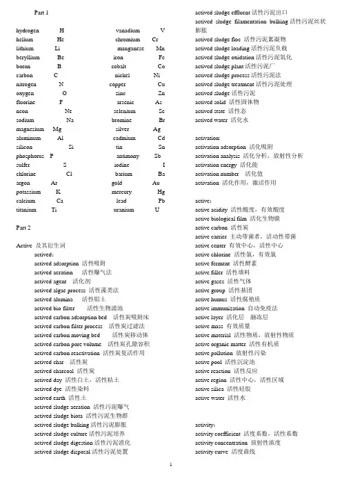 环境常用词汇