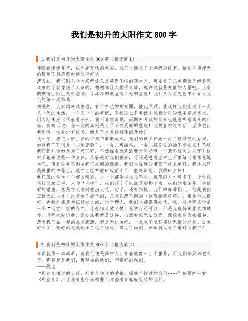 我们是初升的太阳作文800字