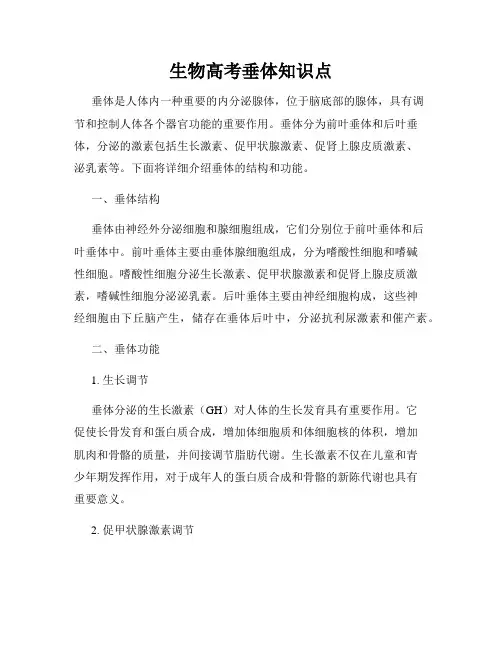 生物高考垂体知识点