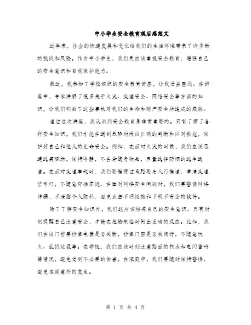 中小学生安全教育观后感范文(三篇)