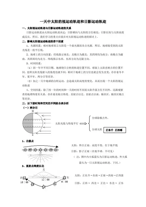 一天中太阳的视运动轨迹和日影运动轨迹解读