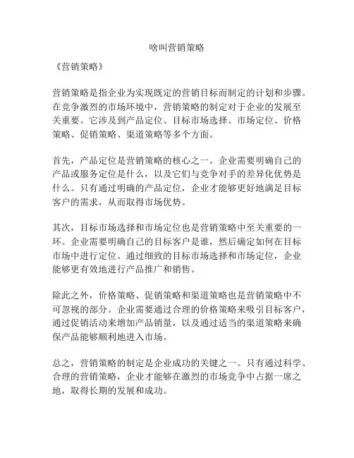 啥叫营销策略