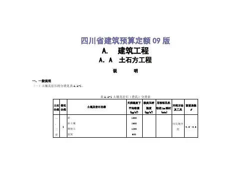 四川省建筑预算定额09版