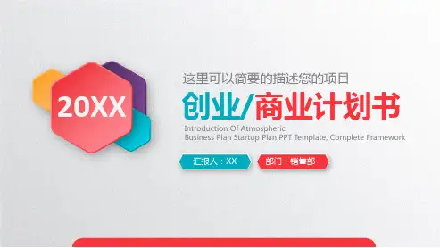 企业通用商业策划创业商业计划书框架PPT模板