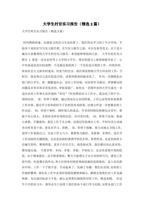 大学生村官实习报告(精选3篇)