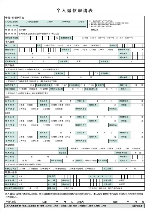 借款申请表模板