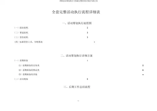 详细活动策划执行方案最完整的项目策划与执行表