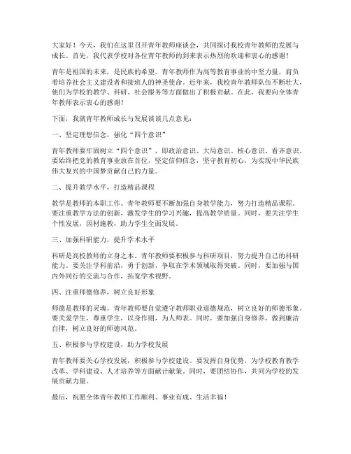 高等学校青年教师座谈会发言稿