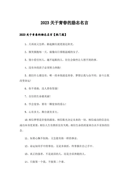 2023励志_关于青春的励志名言