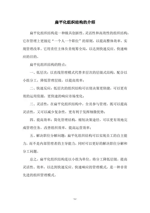 扁平化组织结构的介绍