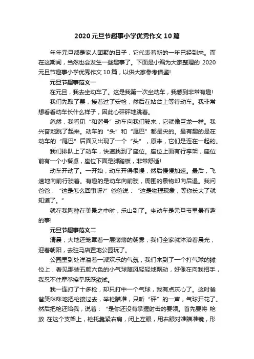 2020元旦节趣事小学优秀作文10篇