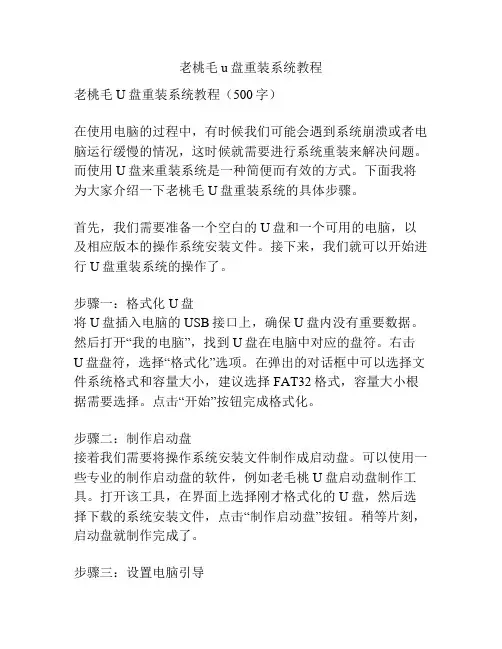 老桃毛u盘重装系统教程