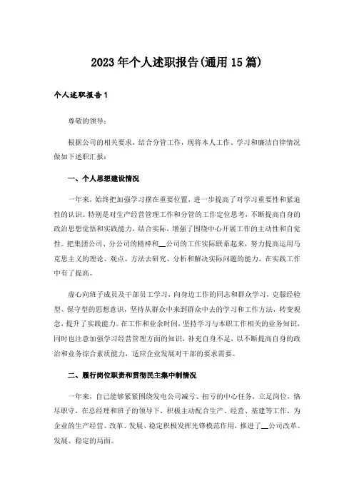 2023年个人述职报告(通用15篇)_6