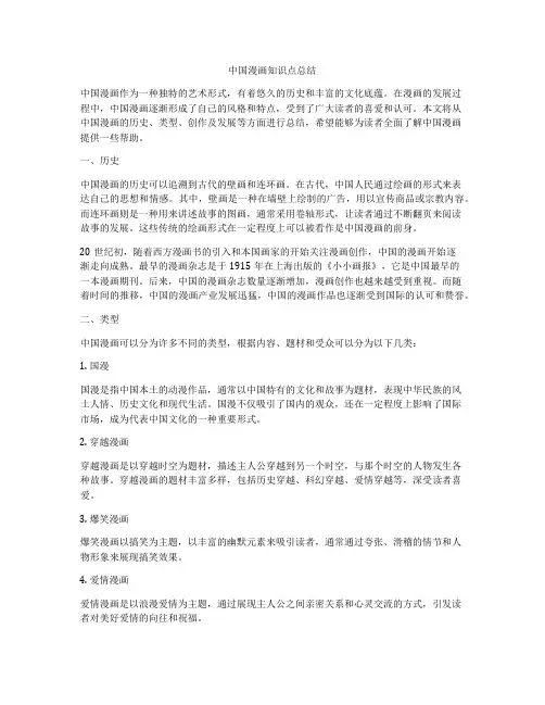 中国漫画知识点总结