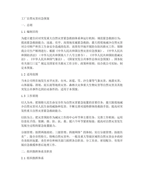 工厂自然灾害应急预案