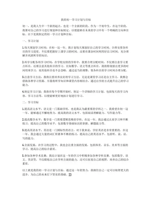 我的初一学习计划与目标