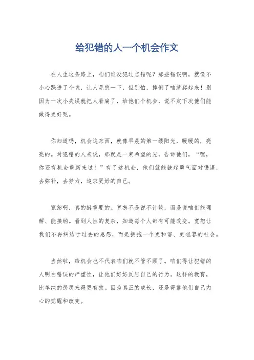 给犯错的人一个机会作文