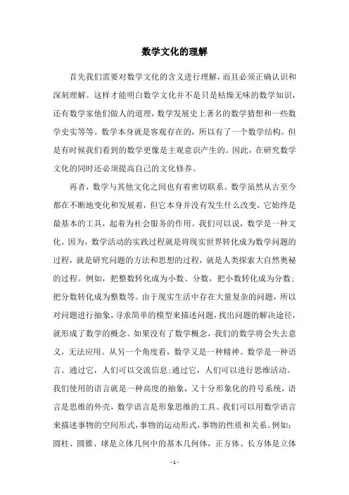 数学文化的理解