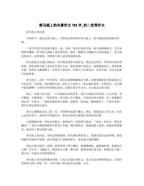 斑马线上的风景作文793字_初二优秀作文